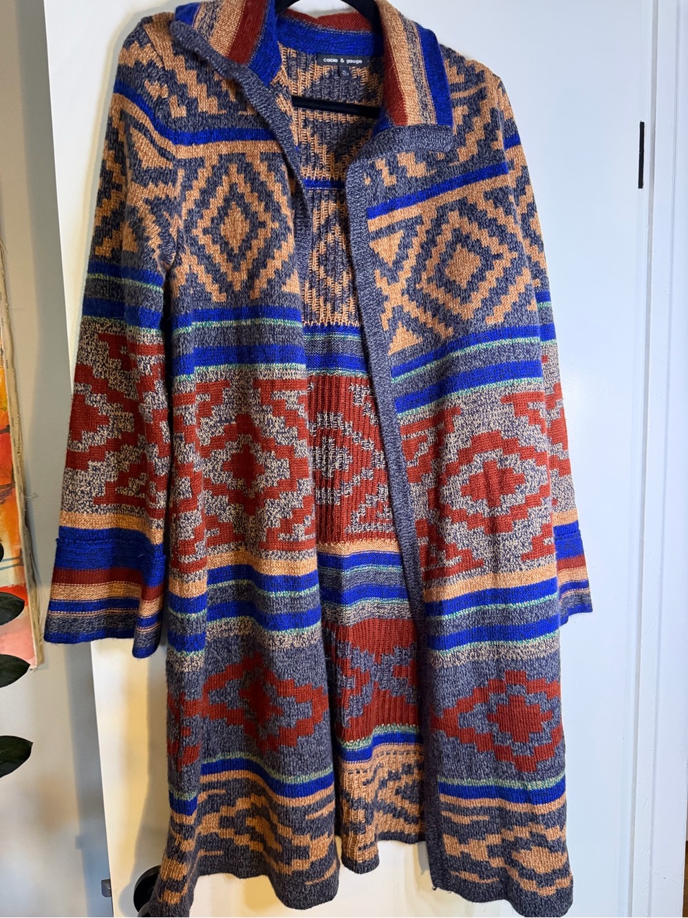 Cable & Gauge XL Southwestern Aztec Long Open Cardigan Duster Sweater